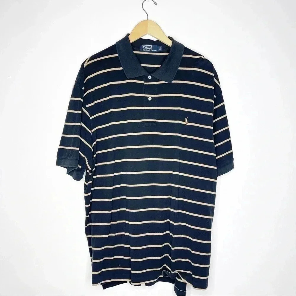 Polo Ralph Lauren Black Stripe Polo Shirt Size 2XB Big